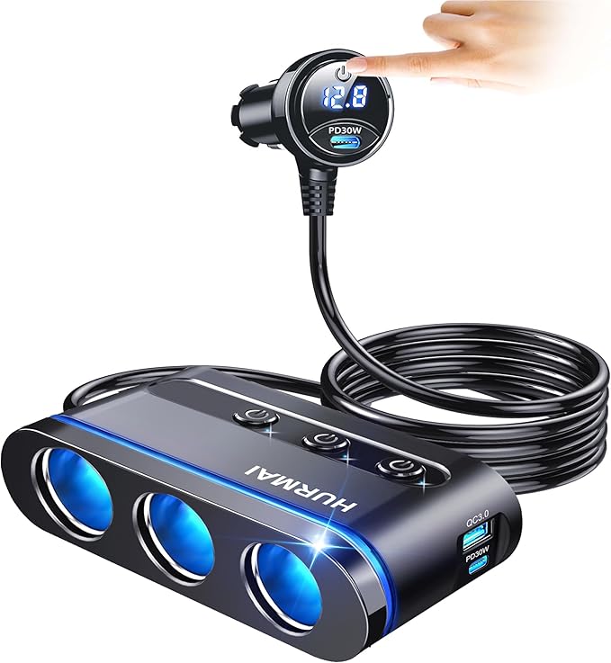 Cigarette Lighter Splitter,3 Socket Cars Cigarette Lighter Adapter,Heavy Duty Truck USB Chager Multi Port