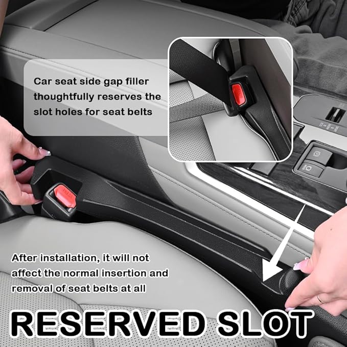 2PCS Car Seat Gap Filler Organizer,3-in-1 Multifunctional Car Gap Seat Filler with Storage Slot & Hook,Premium in Between Cars Seats Catcher Avoids Dropped Items Fits Most Cars