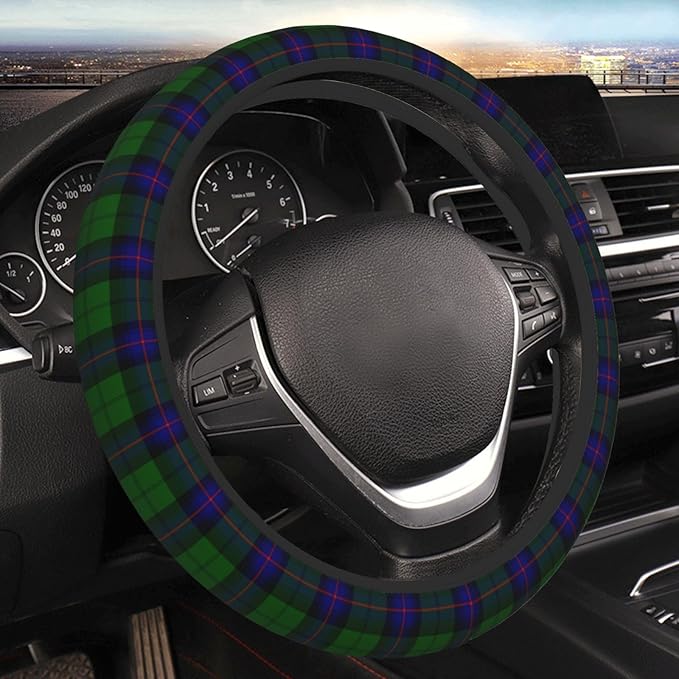 Thickened Elastic Steering Wheel Cover, Armstrong Tartan Blue and Green Plaid Ultra, Soft, Breathable, Fit for Cars, SUVs, Trucks, Stylish Comfortable Grip