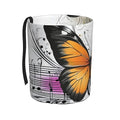 Car Trash Can Hanging, Yellow Butterfly Musical Note Vector Illustration Waterproof Auto Garbage Bin Universal Vehicle Waste Container, 3.5L Capacity