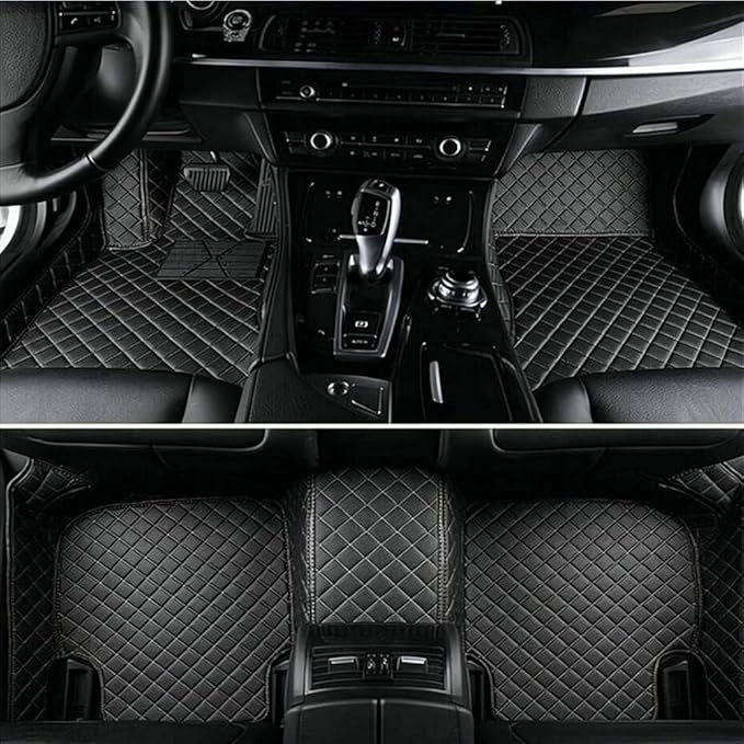Custom Making Car Floor Mats for 96% Car Model Luxury Leather All Weather Waterproof Anti-Skid Full Coverage Liners (Black)