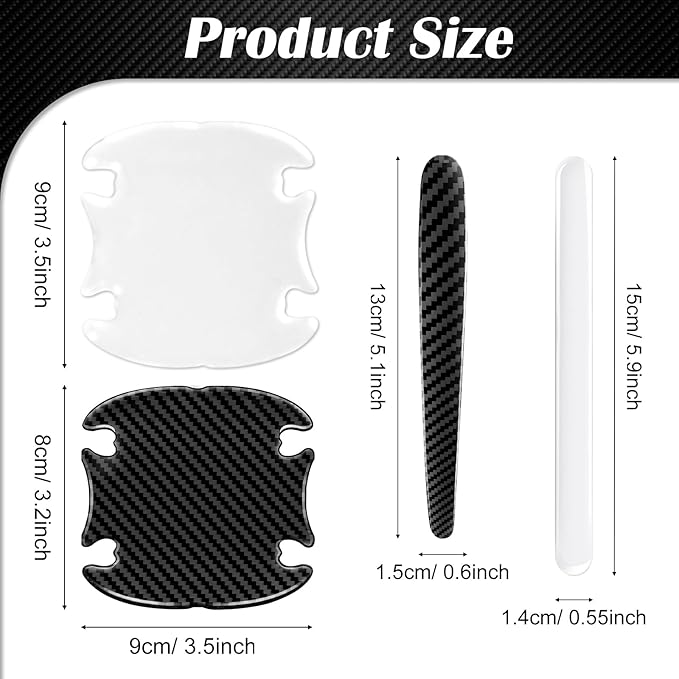 16PCS Car Door Handle Scratch Protector Set- 8PCS Clear Transparent & 8PCS Carbon Fiber Sticker Guard Cover Avoiding Scratches, Auto Accessories for SUV,Cars