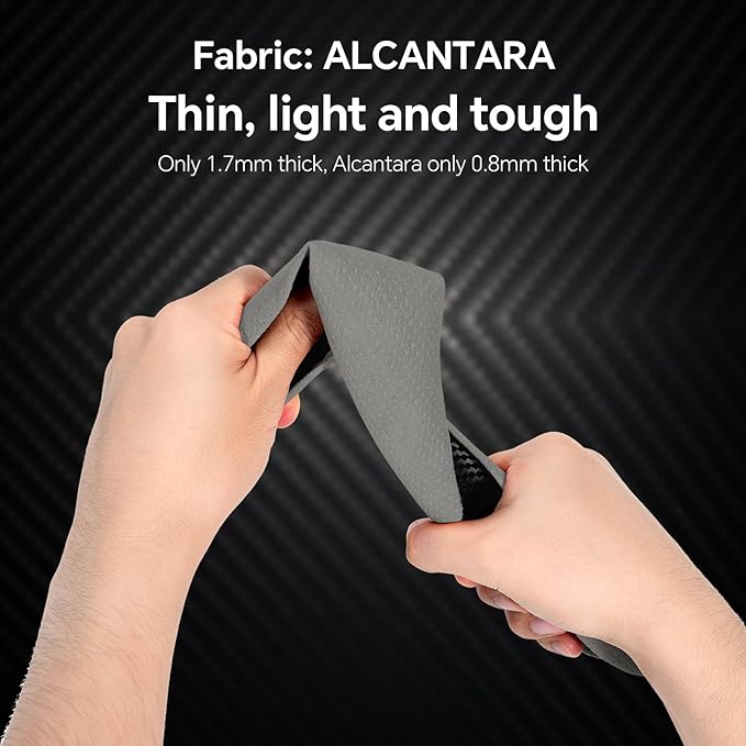 PAUUOOA 2 Piece Alcantara Steering Wheel Cover - Split Sport Design for D & O Shape Wheels, Soft Touch · Anti-Slip Grip · All Season Comfort · Durable Luxury Material for Performance Cars