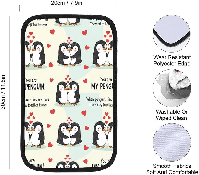 PPIKTC Four Seasons Universal Armrest Box Mat You are My Penguin, Waterproof Cover Center Console Mat for Car, SUVs, Truck