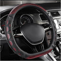 Car Steering Wheel Cover, 15 Inch Leather D-Shaped Comfy Grip Steering Wheel Protector, Anti-Slip Steering Wheel Cover with 3D Honeycomb for Most Vehicles, Car Accessories (Red)