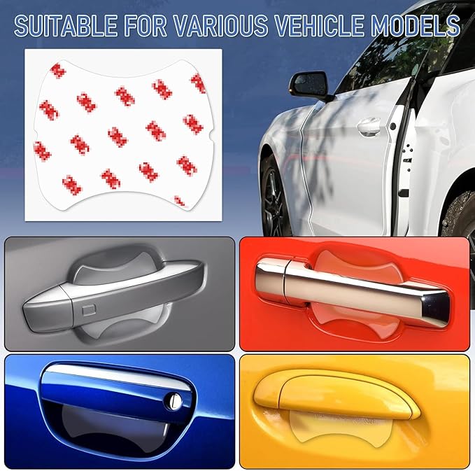 4PCS Transparent Car Door Handle Protector, Universal Waterproof Anti-Scratch Cover, Invisible Car Handle Protection Film, Car Door Guard for Most Vehicles