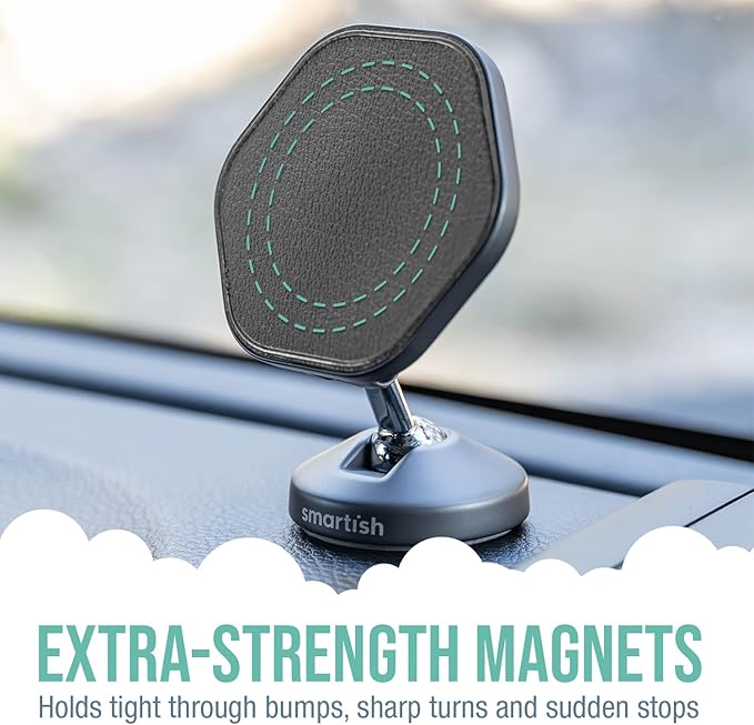 Smartish® MagSafe Mountaineer Car Mount - Compatible w/Apple iPhone 17/16/15/14/13 - Magnetic Stick on Adhesive Phone Holder - Extra Strength Magnet for Apple Accessories - Drive Me Grayzy