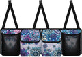 Boho Mandala Blossom Car Trunk Organizer with 4 Storage Bags Hanging Back Seat Car Organizer for Women Large Capacity Cargo Bag