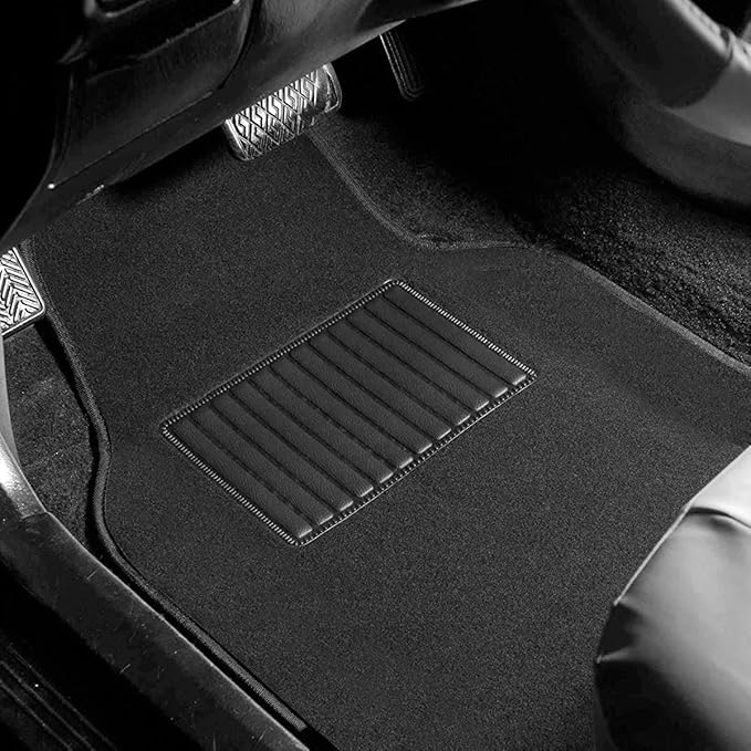 VaygWay Carpet Floor Mat for Car – Premium Quality 4 Piece Heavy Duty Set – Automotive Universal Fit Floor Mats for Cars, SUV, Truck w/Safety Heel Pad –Classic Black All Weather Rugs