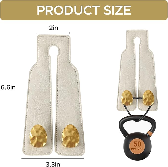 URIZZD 4 PCS Leather Car Seat Hooks for Headrest, Vehicle Hanger Storage Organizer Universal for Handbag Purse, Car Accessories Gift (White-Gold-4 PCS)