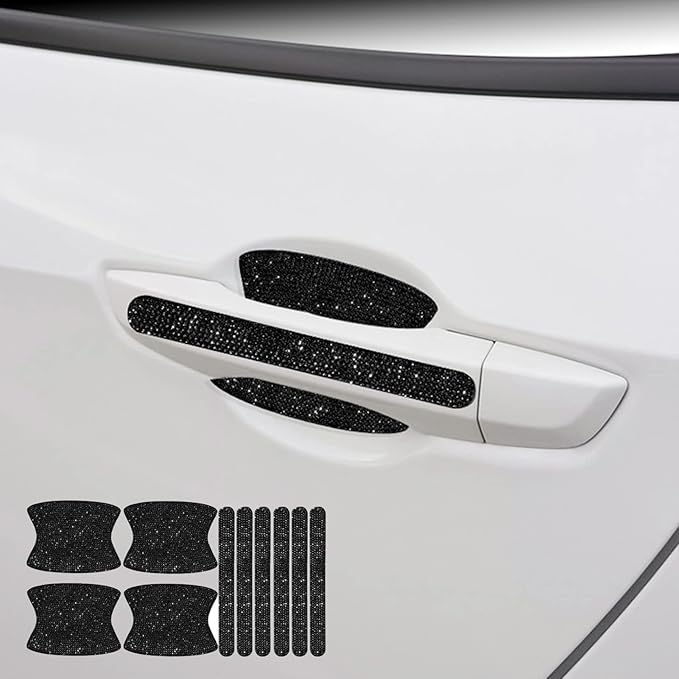 BetterJonny 10PCS Crystal Protector, Rhinestone Stickers Bling Scratch Protector for Women & Girls (Black)