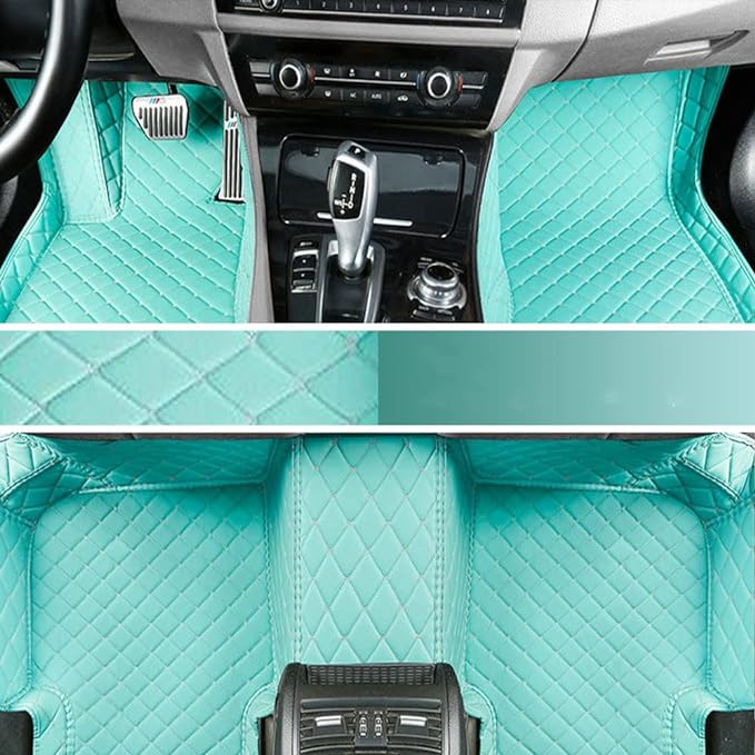 Custom Fit Car Floor Mats for Most Cars, SUVs, Trucks - Waterproof PU Leather All-Weather Floor Liners - Durable Anti-Slip Interior Car Accessories to Protect Vehicle Floors (Light Blue)