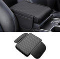 Car Center Console Armrest Pillow with 2 Storage Pockets, Memory Foam Car Armrest Cushion, Leather Car Center Console Cover for Most Vehicle (Black-Upgraded Thickened)