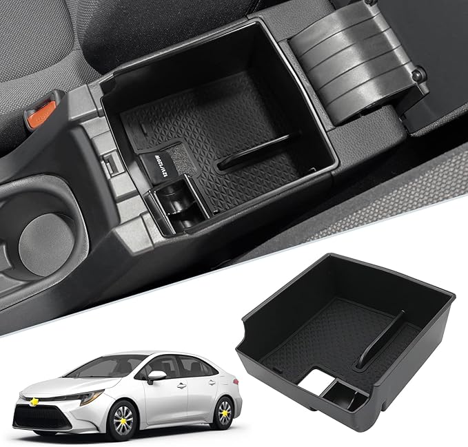 SKTU 2022 2023 2024 2025 2026 Toyota Corolla Center Console Organizer 2020-2025 2026 Corolla E210 Console Tray 2024 2025 2026 Corolla Accessories Insert Tray with USB Hole and Coin Holder (Black)