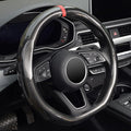 ZHOL Steering Wheel Cover Carbon Fiber, D Shaped Car Wheel Cover 14 1/2-15 in (37-39 cm), Black