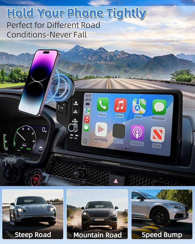 PZK Car Phone Mount for Hyundai Elantra 2021-2025 SE/SEL/Sport/Limited/N Line Accessories 8-Inch/10.25-Inch Screen Car Phone Holder Compatible with Magsafe 360° Rotation Phone Cradles Not Affect Vent