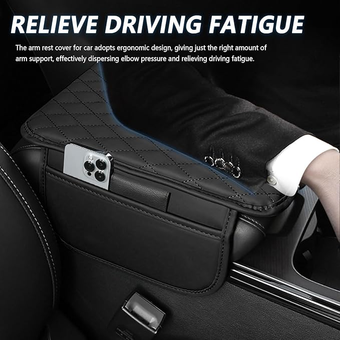 Auto Center Console Cover for Hyundai Palisade 2026, Leather Waterproof Armrest Seat Box Cover Multifunctional Armrest Cushion Scratch