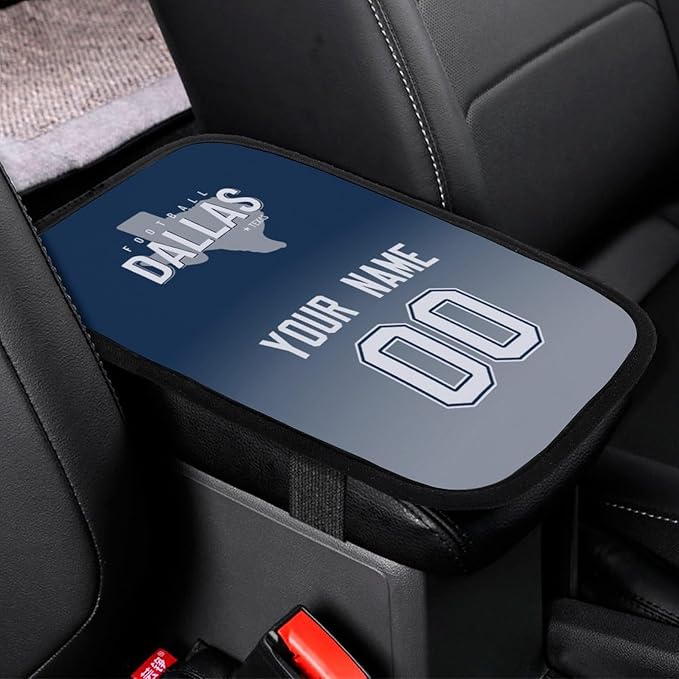 Custom Football Car Armrest Covers Universal Auto Center Console Pad Car handrail Box Cushion Personalized Add Name & Number Fans Gift Fit Suit for SUV Truck Sedan Van