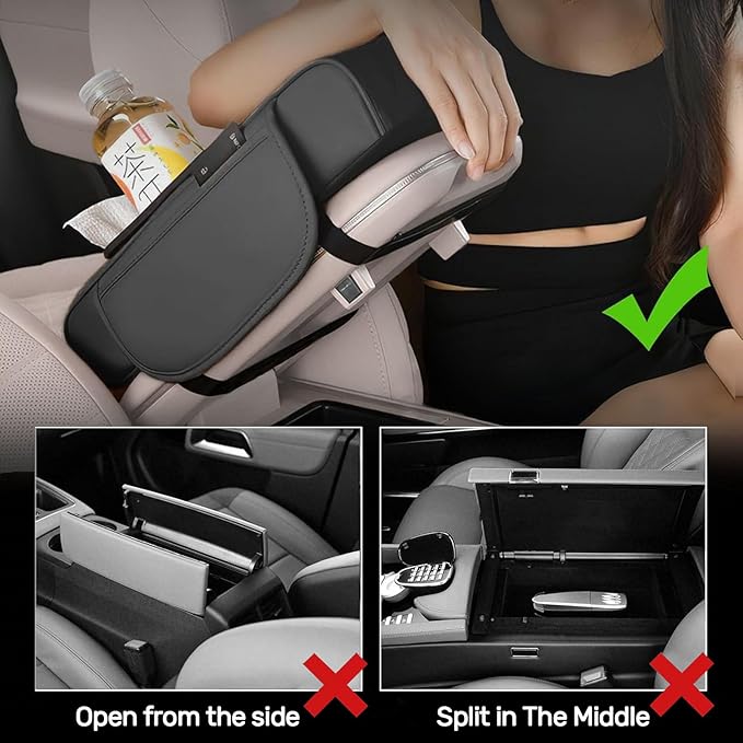 Multifunctional Car Armrest Cushion,5-in-1 Car Center Console Cover,Arm Rest Cover for Car,Car Armrest Storage Box, Car Accessories Center Console Organizers for Most Cars (Style A)
