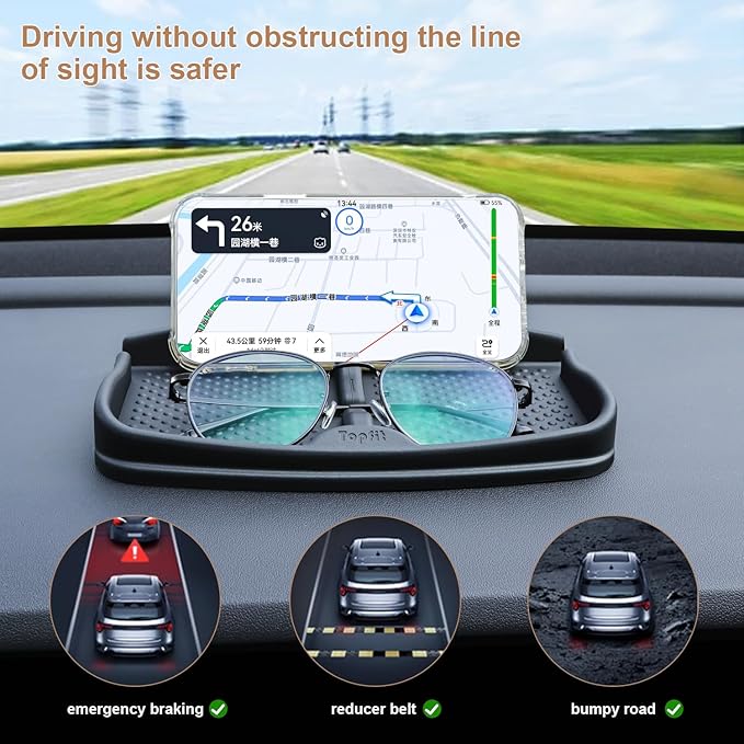 ThinSGO Anti-Slip Car Dash Grip Pad for Cell Phone, Keychains, Sun Glasses,Stand for Navigation Cell Phone (Black)