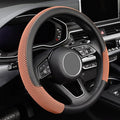 KAFEEK Steering Wheel Cover, Universal 15 inch, Microfiber Leather Viscose, Breathable, Anti-Slip,Warm in Winter and Cool in Summer, Black&Brown