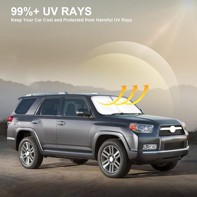 SHINEHOME Car Windshield Sun Shade Compatible with 2010-2025 2026 Toyota 4Runner 4-Runner 5th Gen SUV, SR5 Trail Limited Accessories Foldable Front Sunshade Protector Blocks UV Rays Keep Car Cooler