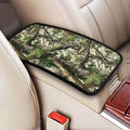 Anti-Scratch Car Center Console Cushion Pad Camo Camouflage Waterproof Armrest Seat Box Cover Protector Green Leaf Branch Comfortable Car Decor Accessories