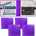 Ziciner 4PCS Car Registration and Insurance Holder, 5.2"× 4.7" Leather Auto Glove Box Organizer with Closure, Essential Car Document Holder for Card, Driver License (Purple)