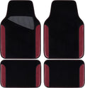 CAR PASS Waterproof Universal Fit Car Floor Mats, Car Mats Fit for SUV,Vans,sedans, Trucks,Set of 4pcs Car Carpet with Driver Heel Pad（Black and Burgundy）