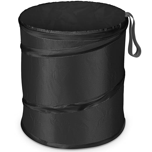Kincown Car Trash Can, Large-Sized Pop-up Car Trash Bin, Collapsible Garbage Can, Trash Bag with Elastic Band Hanging, Double-Layer Washable Trash Can, Waste Basket with Velcro