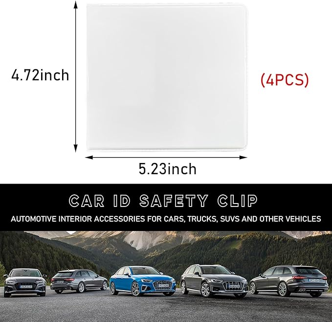 Ziciner 4PCS Car Registration and Insurance Holder, 5.2"× 4.7" Leather Auto Glove Box Organizer with Closure, Essential Car Document Holder for Card, Driver License (White)