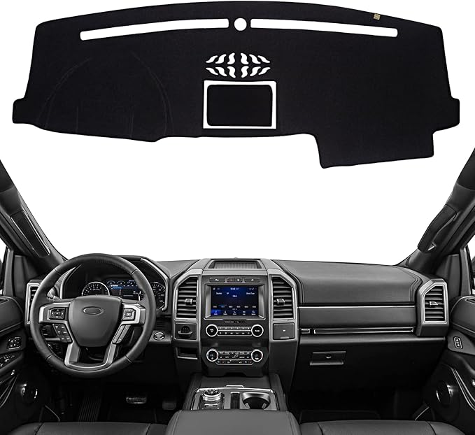 KEYOOG Dashboard Cover Dash Mat Fit for 2020-2015 Fo-rd F-150,2020-2018 Expedition (Only Vehicle with Dash Center Speaker Models),Car Dash Board Mat Anti-Glare Carpet,Non-Slip Pad (Black)