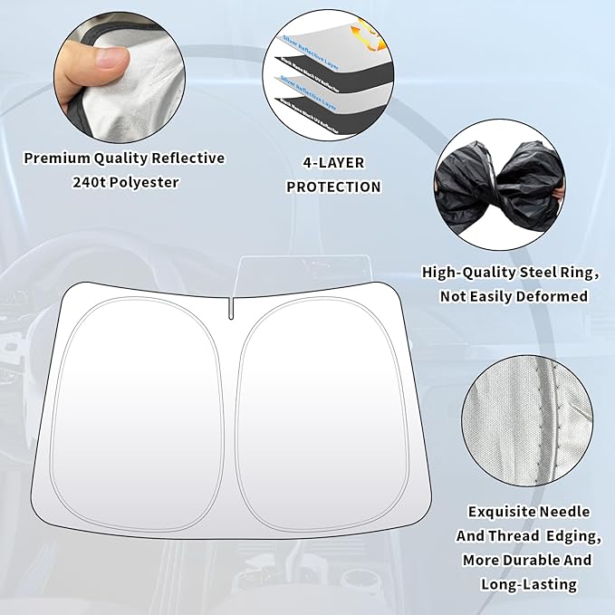 Thickened 2-Layer Front Windshield Sun Shade Compatible for Toyota Corolla E210 2019-present, Foldable Custom Fit Sunshade Blocks 99% Heat, Keeps Car Interior Cool (for Corolla E210 2019-present)