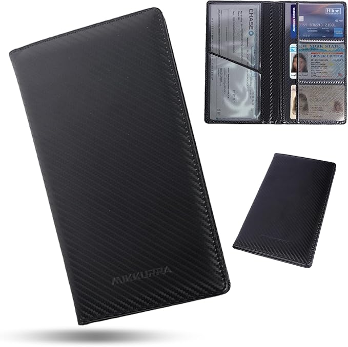 MIKKUPPA Car Registration and Insurance Holder - Car Card Holder with Magnetic Shut, Glove Box Organizer for Documents, Cards, License (Black)