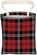 ABUIFDK Car Trash Can, Hanging Car Organizer and Storage Bag, Trash Bin for Vehicle, Travelling, Camping Black and Red Checkerboard
