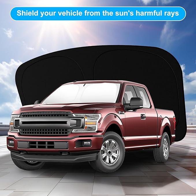 SHINEHOME Car Windshield Sun Shade Compatible with 2015-2020 Ford F150 Lariat, King Ranch, Platinum, XL XLT Limited Raptor Accessories Foldable Sunshade Custom Windshield Sun Visor