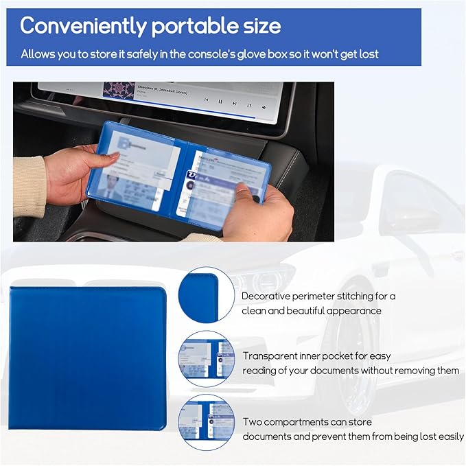 2 PCS Car Registration and Insurance Holder, 10.6''×4.8'' Essential Auto Card Glove Box Organizer with Closure, Vehicle Interior Accessories Perfect for Documents, Cards