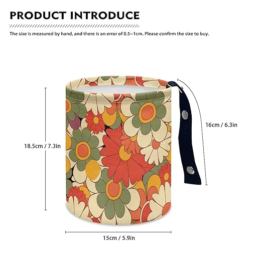 Brosoneto Colorful Groovy Flower Print Portable Car Garbage Bin Reusable Collapsible Hanging Portable Dustbin Bin Waste Basket Car Accessories Interior for Car SUV Trucks Universal
