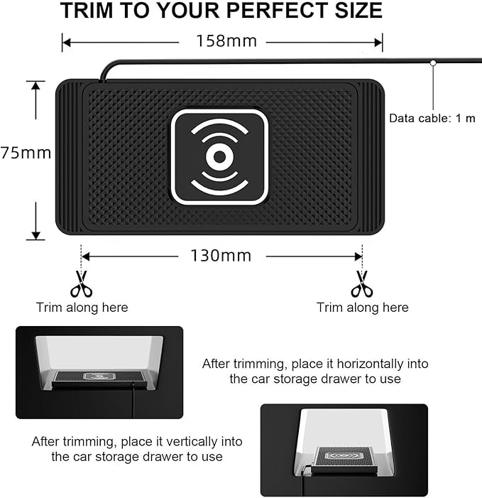 ZPSHYD Wireless Car Charger Charging Pad 15W Non Slip Fast Charging Phone Charger 4 Charging Modes, Compatible with Android iOS Qi Devices (1m Cable USB Port)