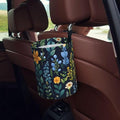 Floral Navy Blue Car Trash Can Garbage Cans Foldable,Cute Hanging Car Organizer and Storage Bag Leak Proof, Auto Back Seat Trash Bin Universal for Truck, SUV, Outdoor Travel