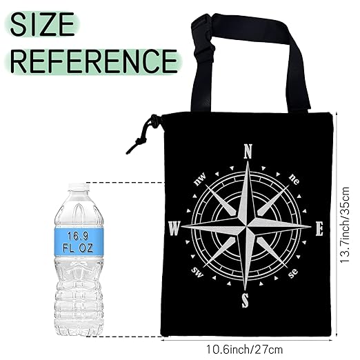 NHNXHWIA Compass Car Trash Bag,Hanging Drawstring Car Garbage Bag,Waterproof Canvas Car Back Seat Organizer with Adjustable Buckle,for Vehicles,SUVs,Camping,Road Trips