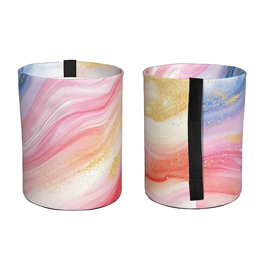 Gold Pink Marble Car Trash Can Garbage Cans Foldable,Cute Hanging Car Organizer and Storage Bag Leak Proof, Auto Back Seat Trash Bin Universal for Truck, SUV, Outdoor Travel
