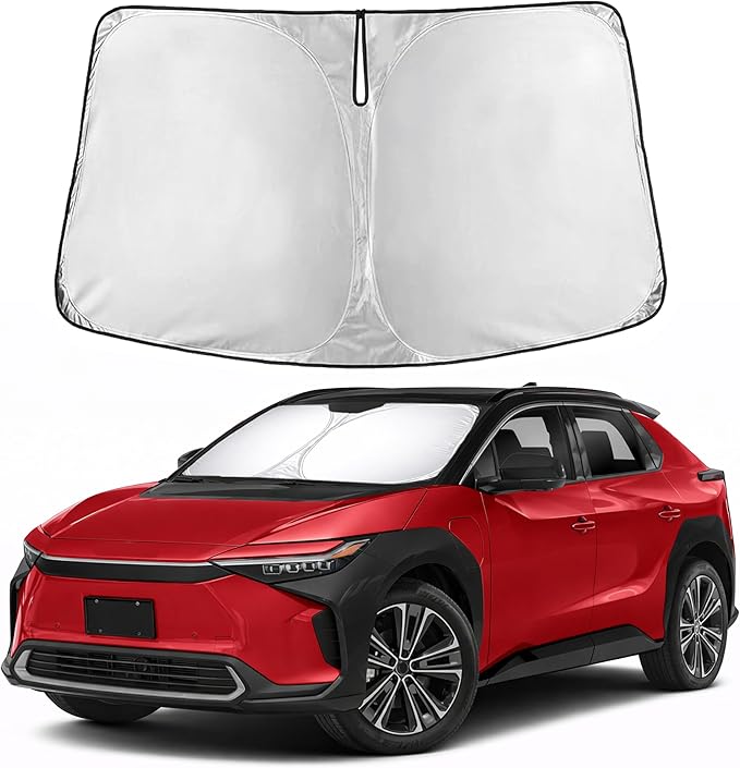 EcoNour Windshield Sunshade for Toyota bZ4X 2023–2026 | Custom Fit Front Window Sun Shade | Blocks Harmful UV Rays & Reduces Heat | Foldable Sun Visor with Storage Pouch