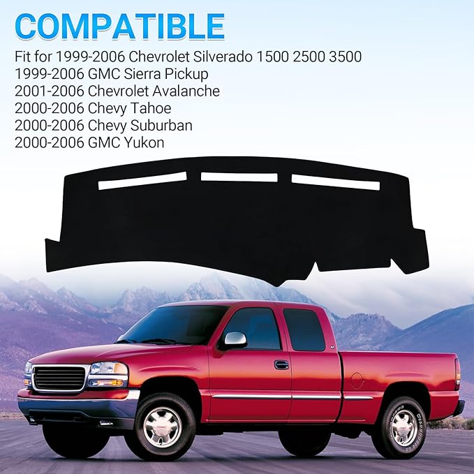 Dashboard Mat Compatible with 1999-2006 Chevy Silverado Tahoe Avalanche Suburban GMC Sierra Yukon Interior Dash Accessories Protecter Cover