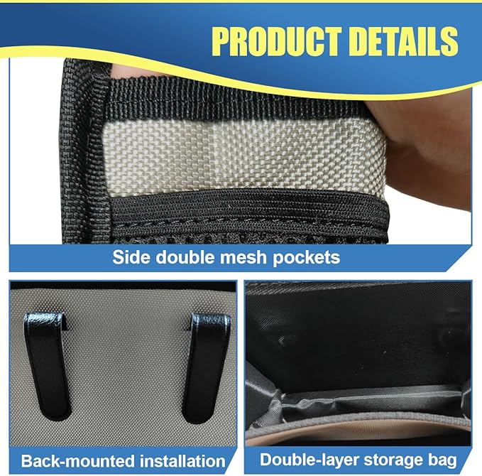 Car Trash Can, Mini Waterproof Hanging Auto Foldable Garbage Organizer Holder, Multi-Pocket Foldable Vehicle Interior Storage Bag Container Accessories for Cars, SUVs, Trucks (Silver)