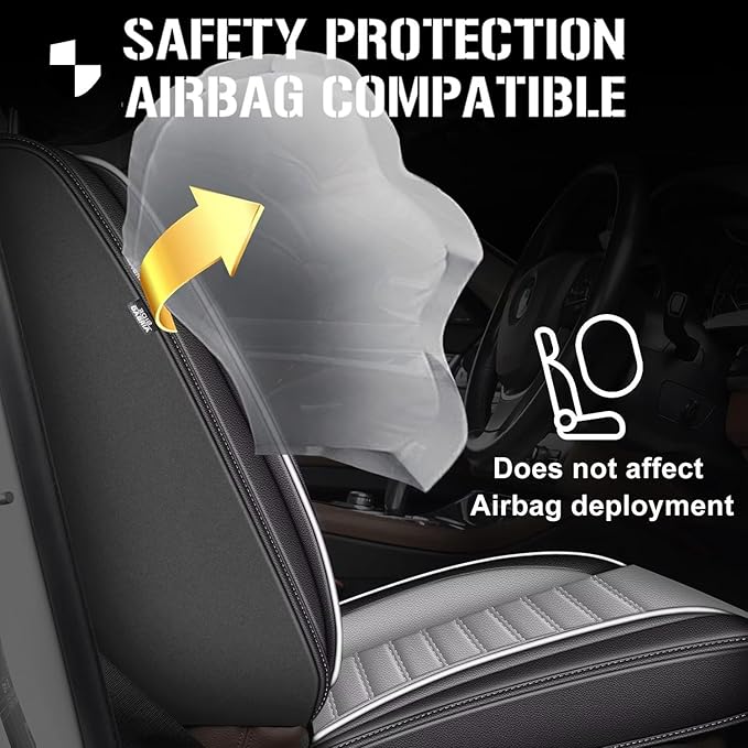 TTX LIGHTING 2 Front Car Seat Covers Custom Fit for Dodge Dart 2013-2016 Seat Covers Cushion Faux Leather Compatible with Airbag(Gray)