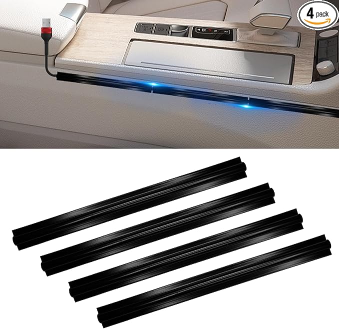 4Pcs Car Cable Management Wire Cover Automotive Clip Cord Sleeves to Hide Cords Car Concealed Power Cable Organizer Line Sleeve Adhesive Cable Hidden Protector for USB, Audio and Video Line