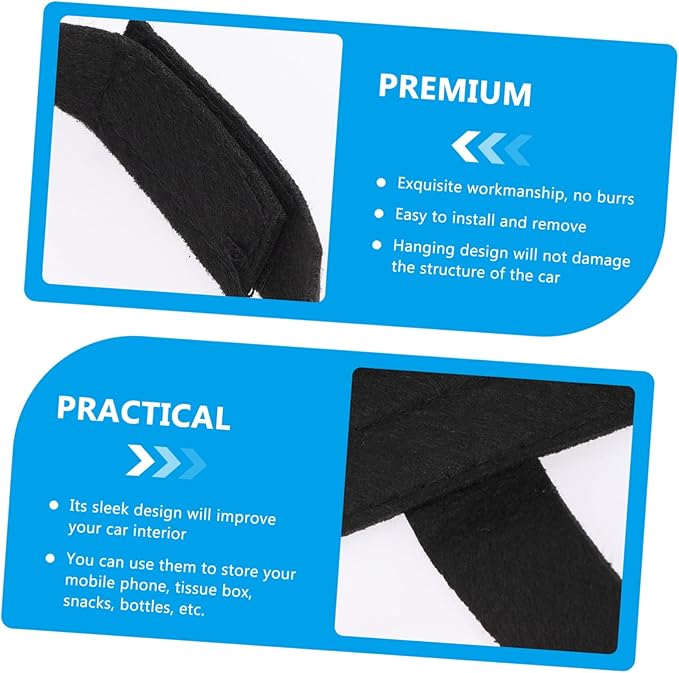 VOSAREA 2Pcs Backseat Car Organizers Durable Felt Storage Bags for Car Accessories Scratch Resistant Hanging Design for Organizing Snacks Umbrella