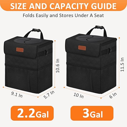 Vankor Car Trash Can for Cute, Bag Bin Hanging Waterproof Automotive Car Garbage Cans Leak Proof Vehicle Trash Can Diamond Pattern-Black