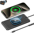 Magnetic Wireless Car Charger Pad, REESTECQI 15W Wireless Charging Pad for Magsafe Charger Non Slip Type C with 40W Car Charger for iPhone 17/16/15/14/13/12, Airpods (30CM Cable)